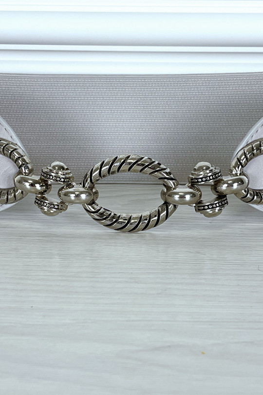 Gray elastic belt with chain buckle - 2
