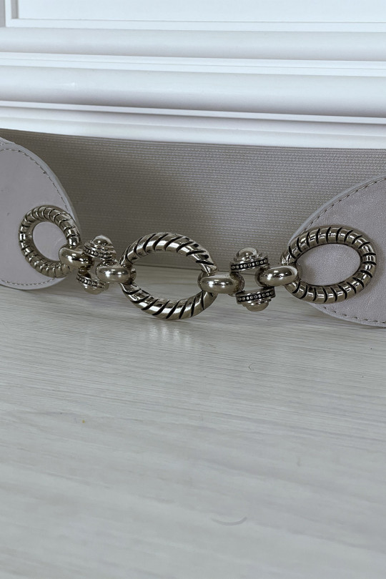 Gray elastic belt with chain buckle - 3