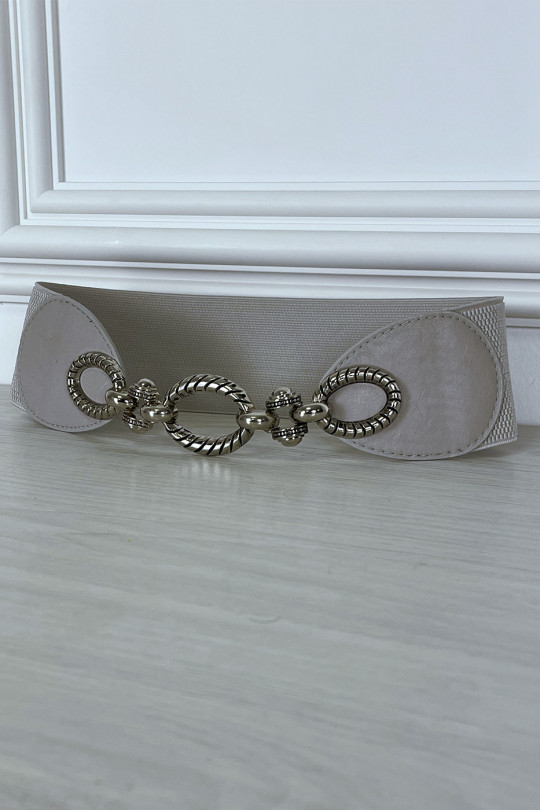 Gray elastic belt with chain buckle - 4