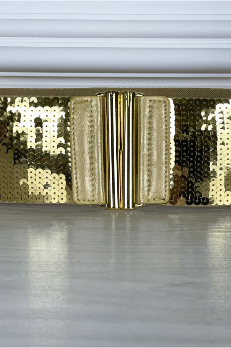 Ceinture élastique dorée à sequins