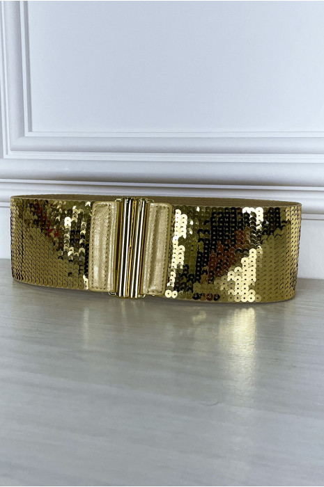 Ceinture élastique dorée à sequins