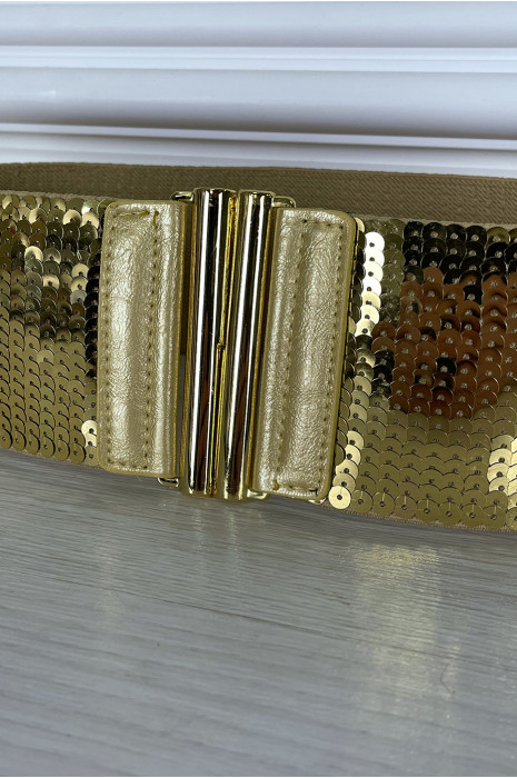 Ceinture élastique dorée à sequins