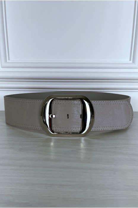 Ceinture grise chic à boucle argentée - 1