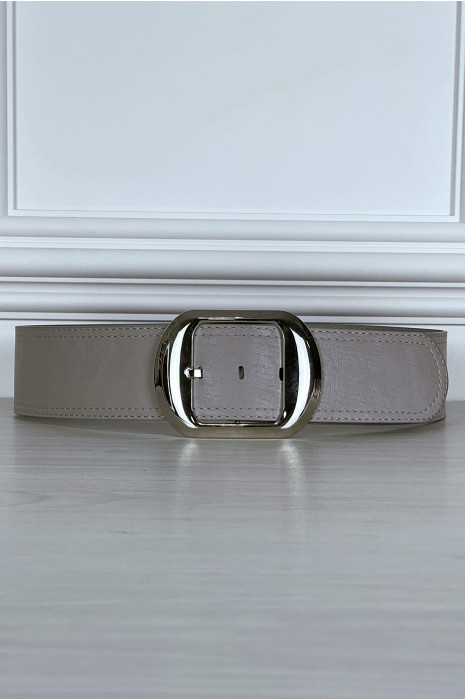 Ceinture grise chic à boucle argentée - 2