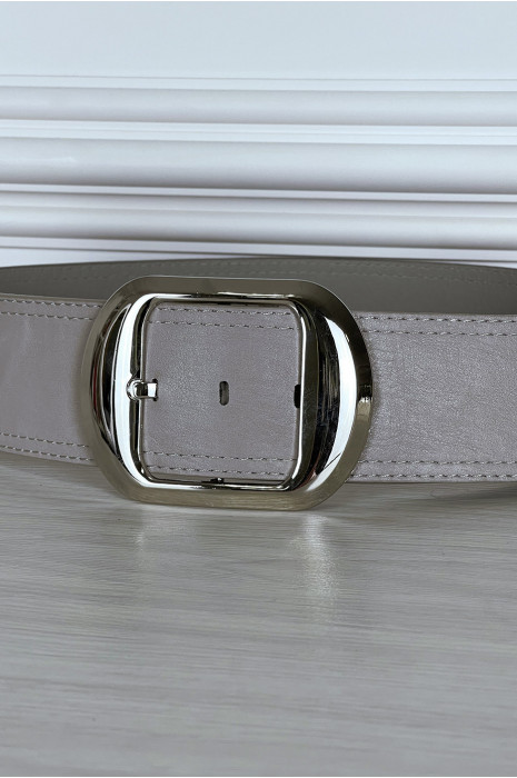 Ceinture grise chic à boucle argentée - 4