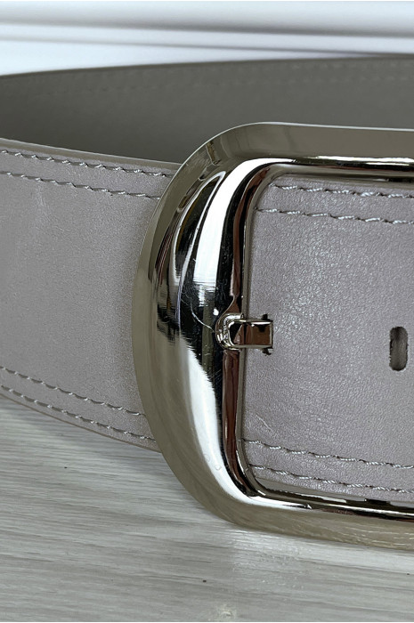 Ceinture grise chic à boucle argentée - 5