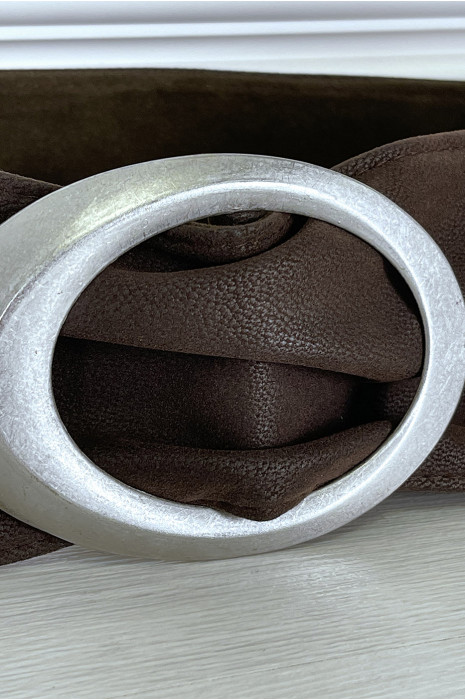 Ceinture marron souple a boucle ovale - 4