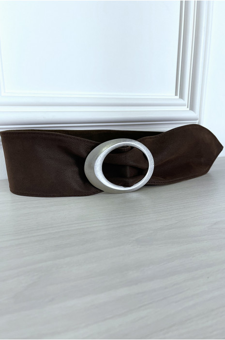 Zachte bruine riem met ovale gesp - 1