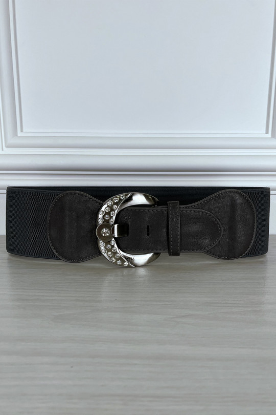 Gray elastic belt with shiny buckle - 2