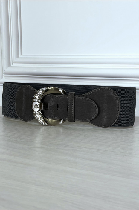 Gray elastic belt with shiny buckle - 4