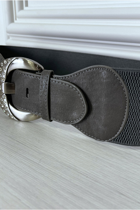 Ceinture grise élastique à boucle brillante - 5
