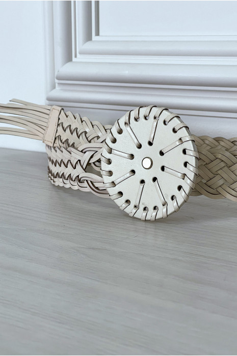 Ceinture bohème beige tressée - 4