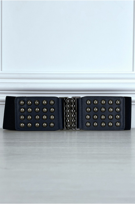 Ceinture élastique marine avec détails cloutés