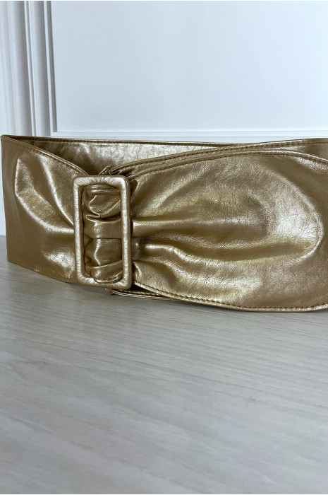 Ceinture dorée en similicuir avec boucle rectangle