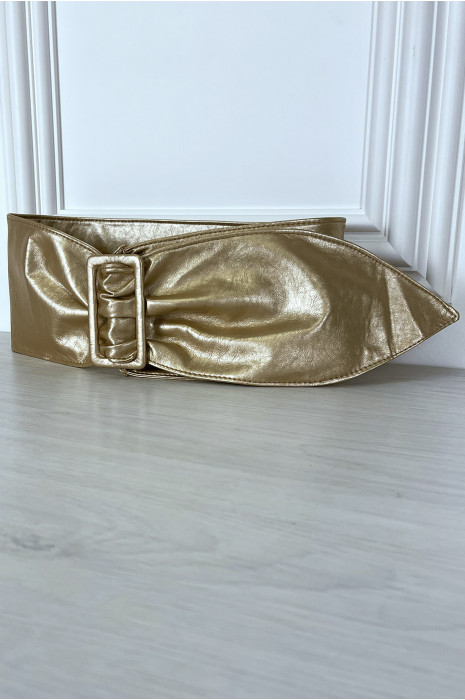 Ceinture dorée en similicuir avec boucle rectangle