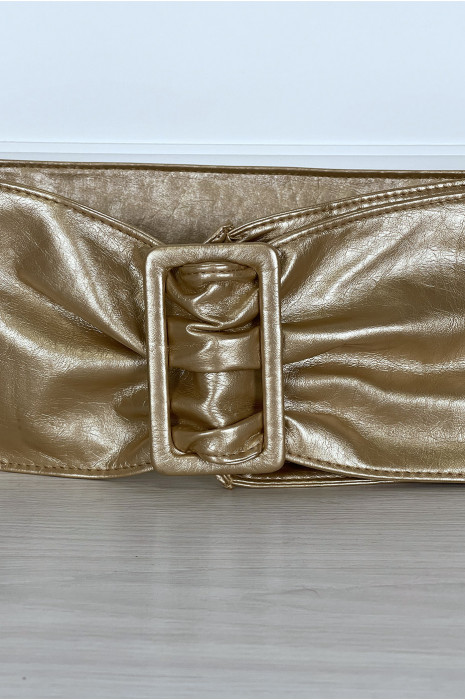 Ceinture dorée en similicuir avec boucle rectangle