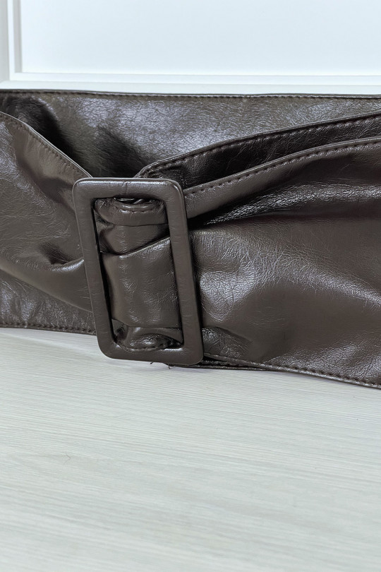 Adjustable brown faux leather belt - 1