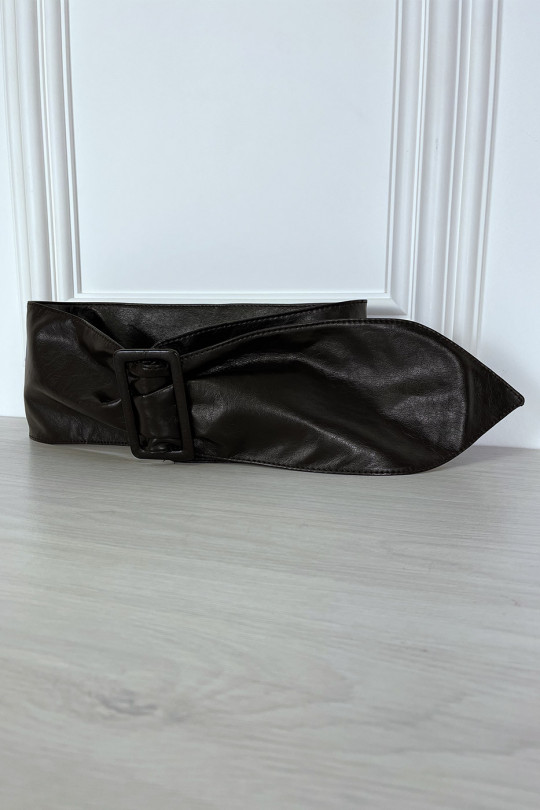 Adjustable brown faux leather belt - 2