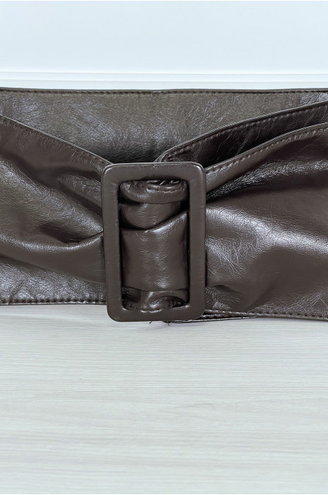 Adjustable brown faux leather belt - 3