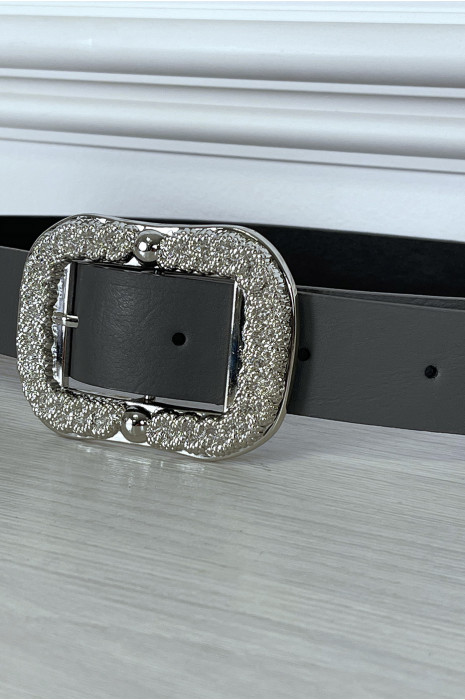 Ceinture grise tendance avec boucle en argent - 1