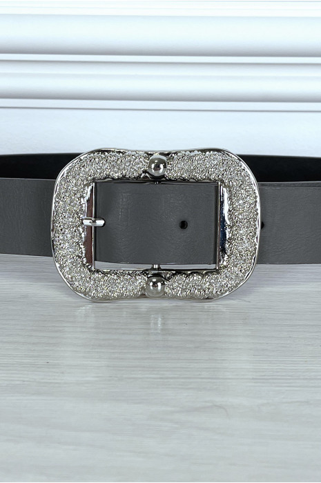 Ceinture grise tendance avec boucle en argent - 3