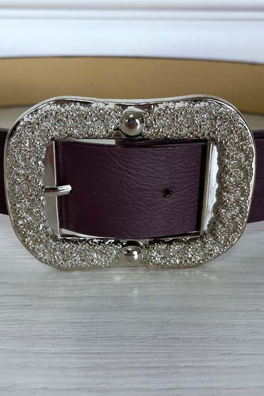 Trendy purple belt with silver buckle - 1