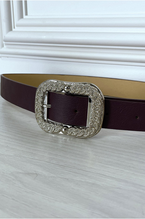 Trendy paarse riem met zilveren gesp - 2