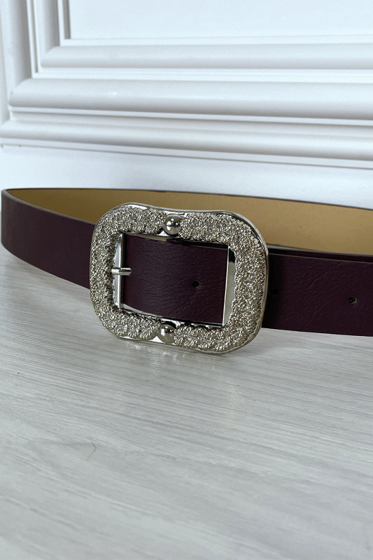 Trendy purple belt with silver buckle - 2