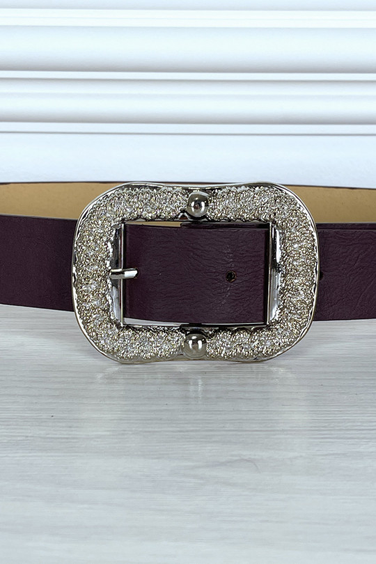 Trendy purple belt with silver buckle - 4