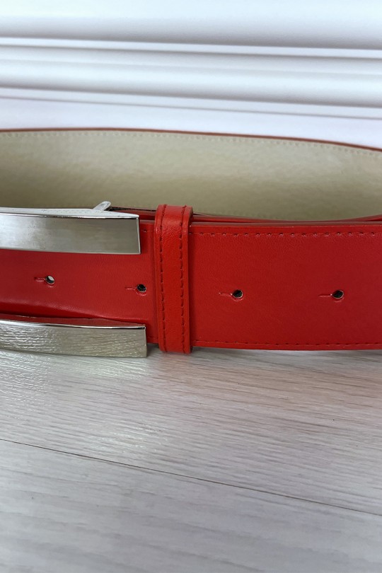 Red belt with rectangle buckle - 1