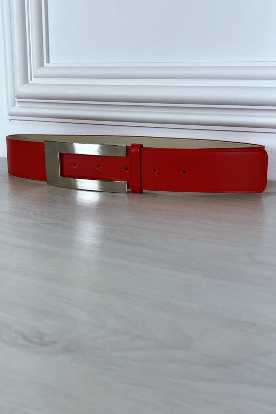 Red belt with rectangle buckle - 3