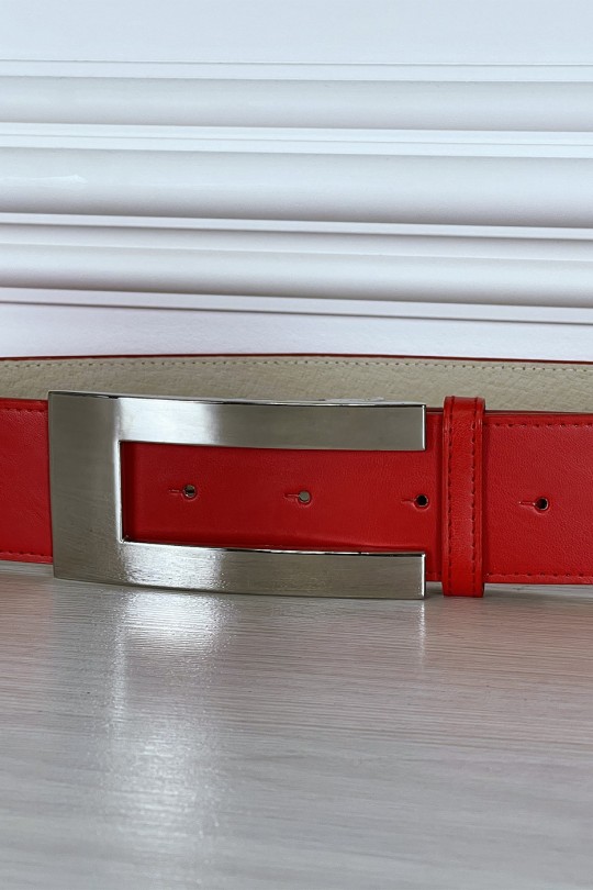Red belt with rectangle buckle - 4