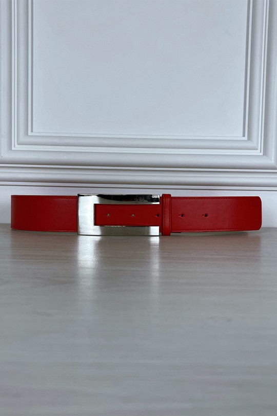 Red belt with rectangle buckle - 5