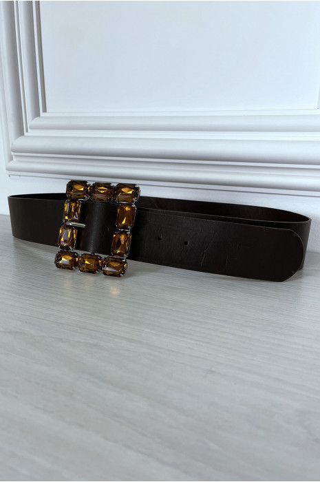 Ceinture marron avec boucle en bijoux - 2