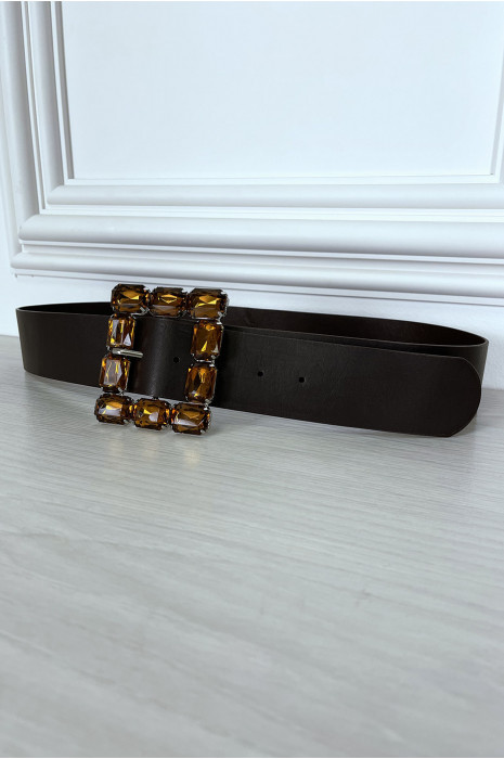 Ceinture marron avec boucle en bijoux - 4