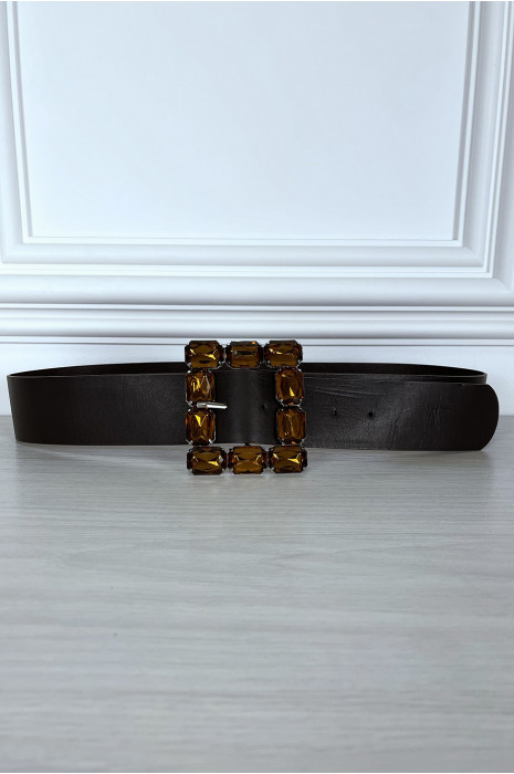 Ceinture marron avec boucle en bijoux - 5