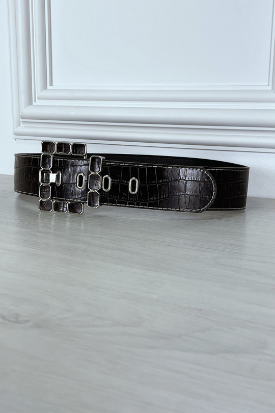 Brown belt with trendy buckle - 1