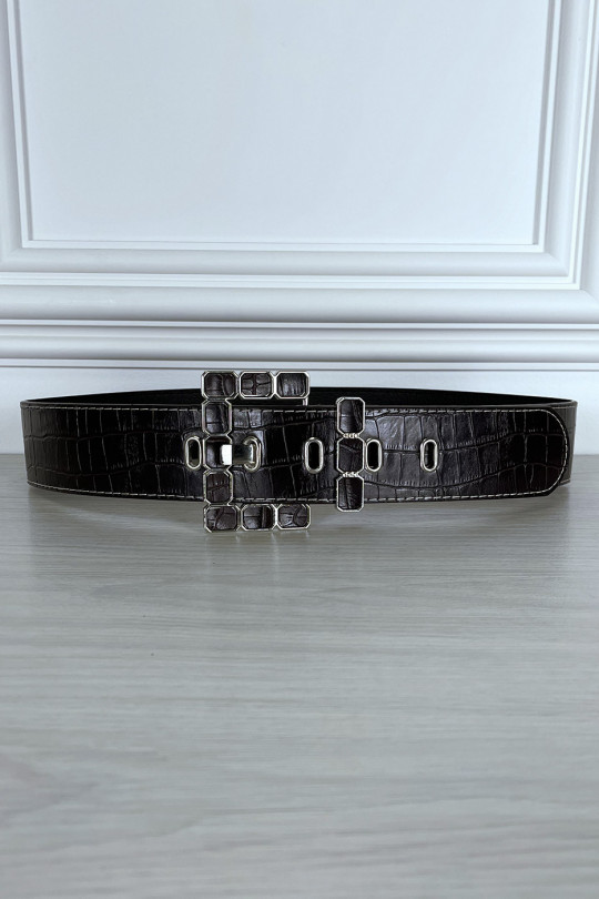 Brown belt with trendy buckle - 3