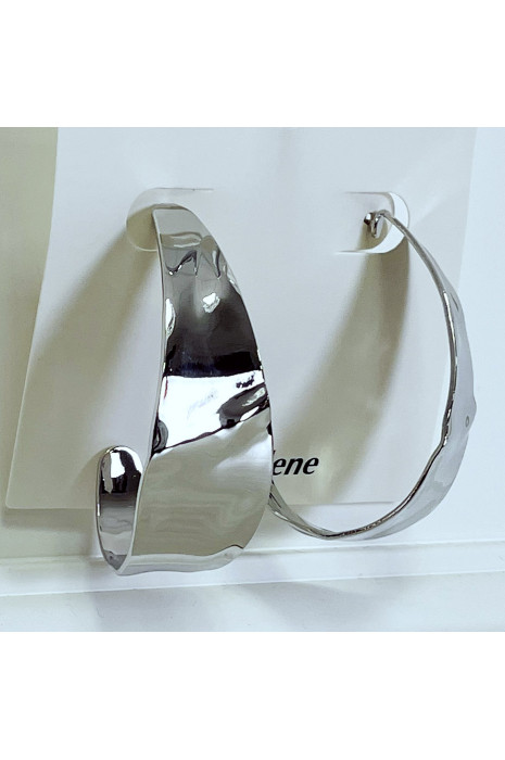 Boucles d'oreilles argentées demi-créoles - 3