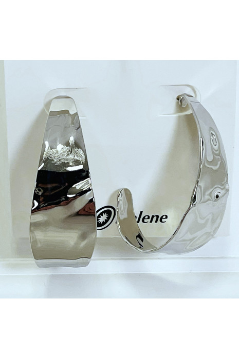 Boucles d'oreilles argentées demi-créoles - 4