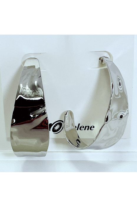 Boucles d'oreilles argentées demi-créoles - 1