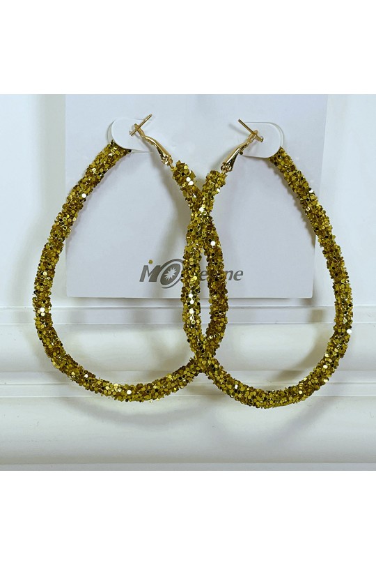 Hoop earrings in the shape of golden drops - 2