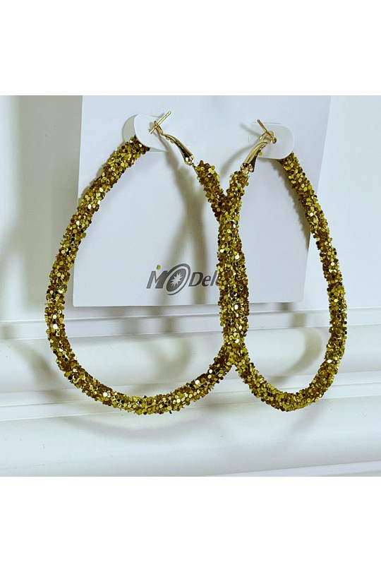 Hoop earrings in the shape of golden drops - 3