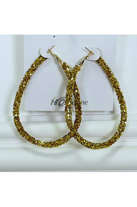 Hoop earrings in the shape of golden drops - 1