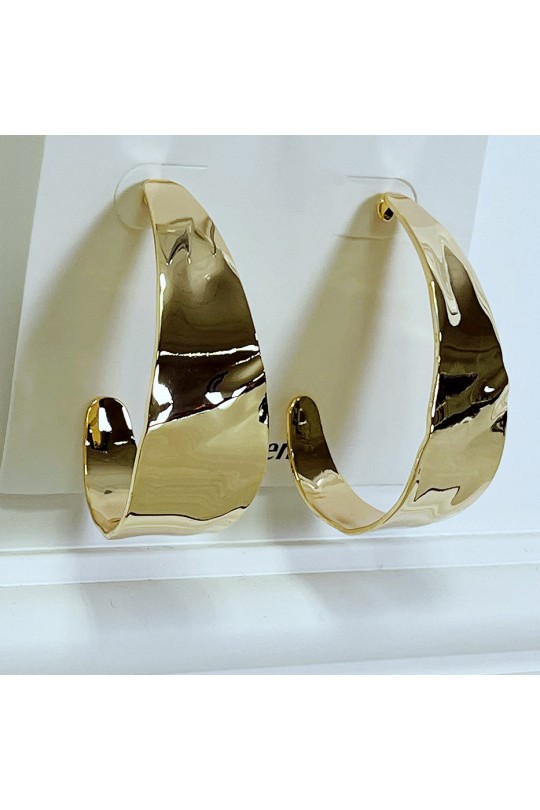 Gold half-hoop earrings - 2