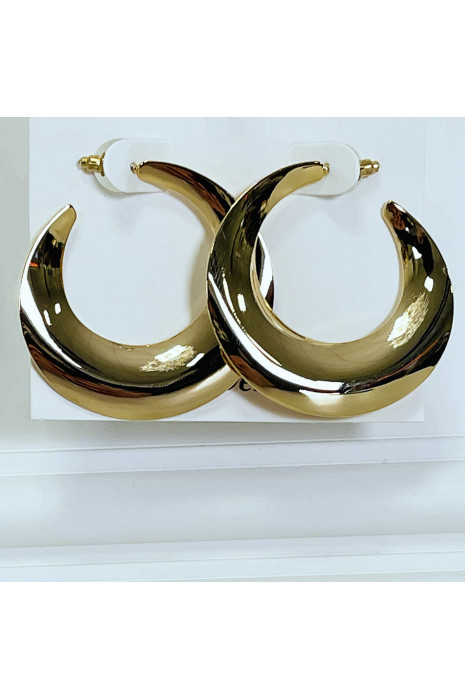 Boucles d'oreilles façon créoles dorées - 1