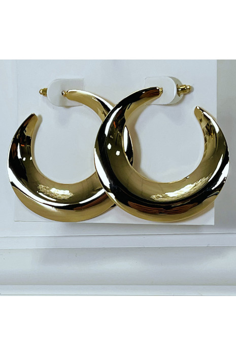 Boucles d'oreilles façon créoles dorées - 2