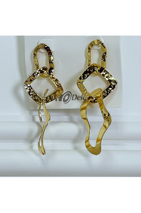 Boucles d'oreilles dorées asymétrique et géométrique - 1