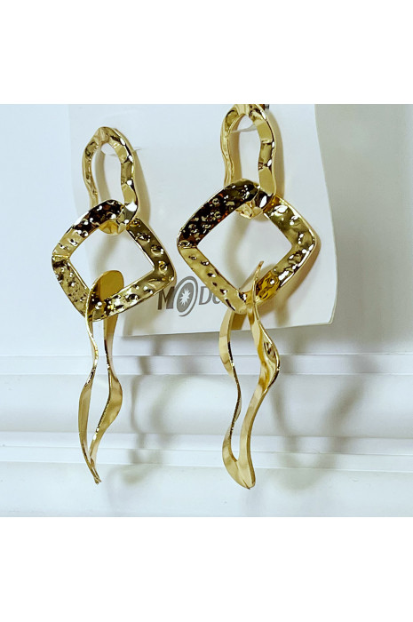 Boucles d'oreilles dorées asymétrique et géométrique - 2