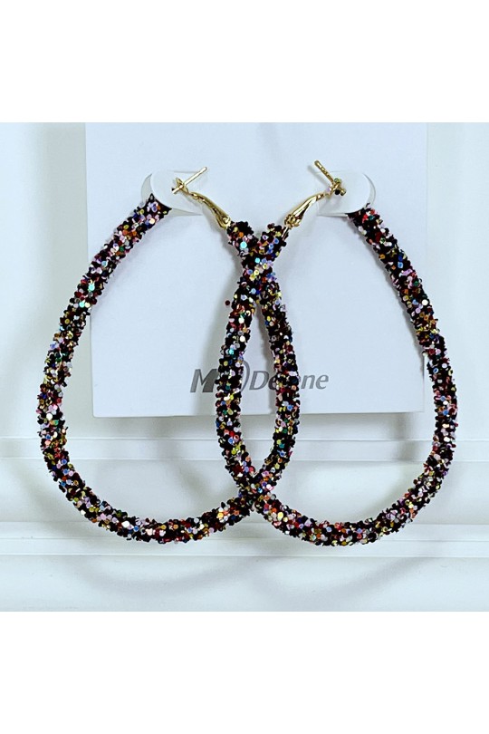 Creole earrings in the shape of colored drops - 1